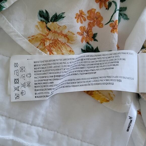 MINKPINK Tank Top Cropped Boho Floral Sleeveless Size Medium White & Yellow - Picture 8 of 9